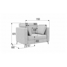 Brasco Диван одноместный BRS-1 Magic 21/Металл Черный 1150*800*840