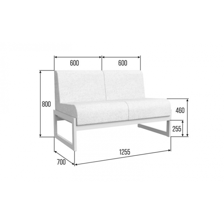 Module Диван двухместный MD.D2 Oregon 17/Металл Черный 1255*700*800