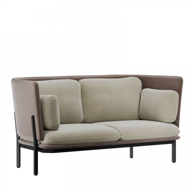 Stato Диван двухместный с низкой спинкой STA-02L Velutto 07/Velutto 36/Металл Черный 1730*850*855