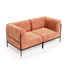 Rio Диван двухместный РСЕ-05 Velvet Lux 14/Металл Черный 1620*810*770