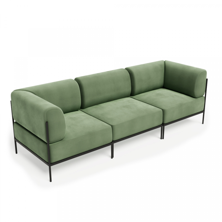 Rio Диван трёхместный РСЕ-06 Teddy 338/Металл Черный 2430*810*770