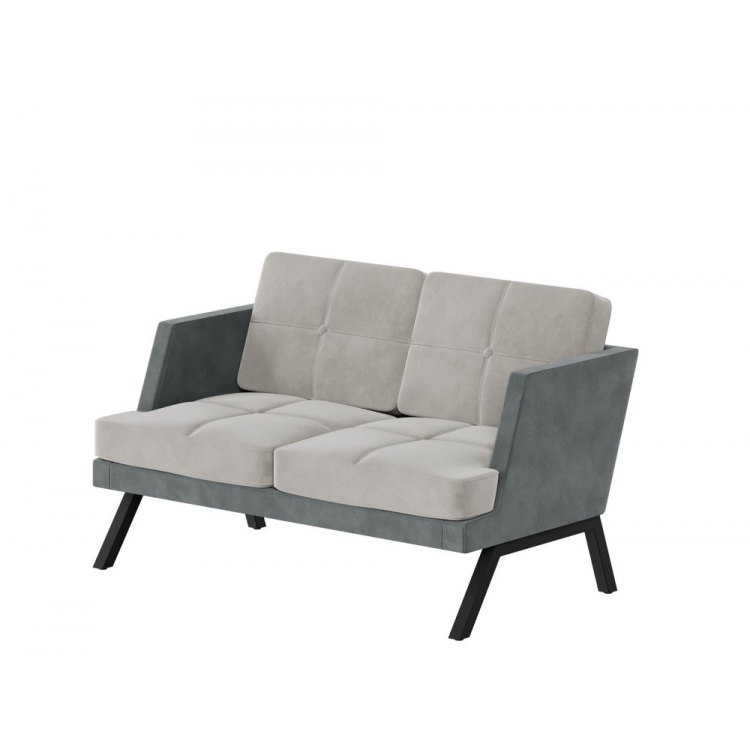 Aldo Диван двухместный с декором из пуговиц ALDB-02L Storm 022/Storm 017/Металл Черный 1430*875*890