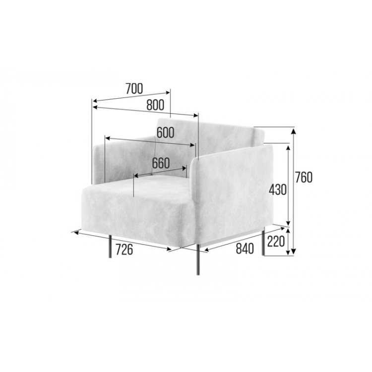 Stenly Диван одноместный STN-1 Сан 03/Металл Черный 800*840*760