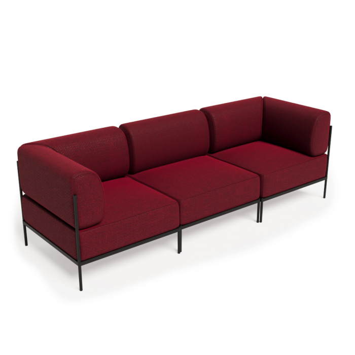 Rio Диван трёхместный РСЕ-06 Сан 18/Металл Черный 2430*810*770