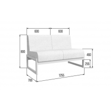 Module Диван двухместный MD.D2 Oregon 03/Металл Серый 1255*700*800