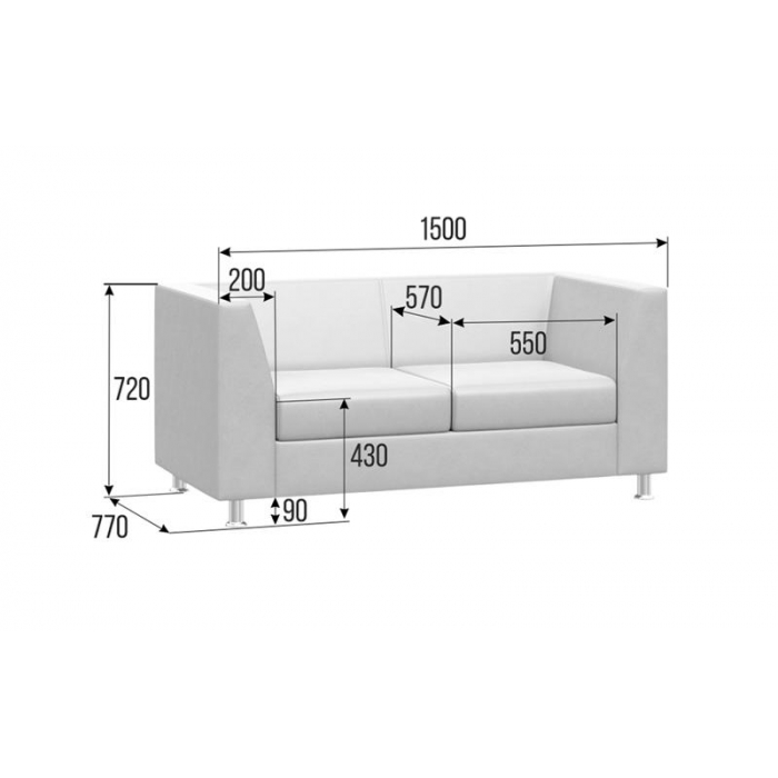 Prime Диван с подлокотниками двухместный PR.DP-2 Oregon 11 1500*770*720