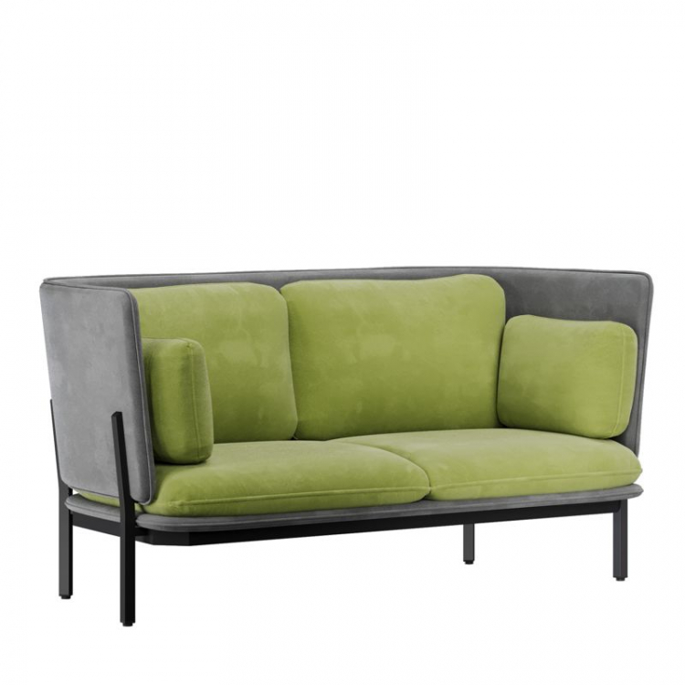 Stato Диван двухместный с низкой спинкой STA-02L Teddy 316/Teddy 35/Металл Черный 1730*850*855