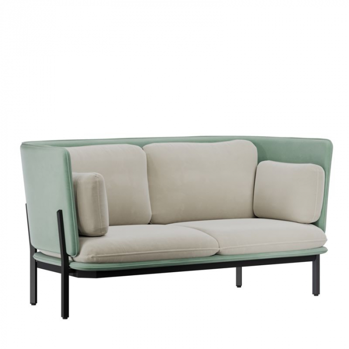 Стато Диван двухместный с низкой спинкой STA-02L Velutto 13/Velutto 14/Металл Черный 1730*850*855