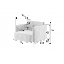 Stenly Диван одноместный STN-1 Forward 992/Металл Черный 800*840*760