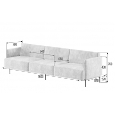 Stenly Диван трехместный STN-3 Velutto 08/Металл Черный 2600*840*760