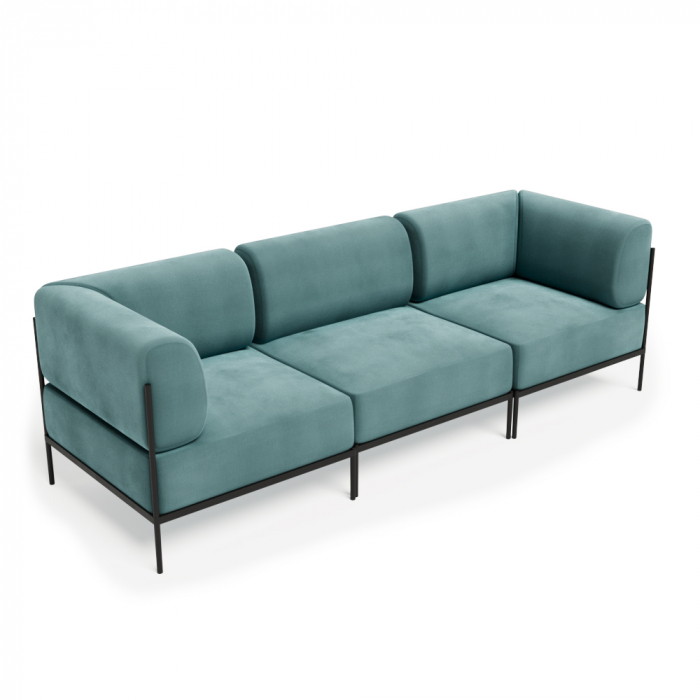 Rio Диван трёхместный РСЕ-06 Teddy 310/Металл Черный 2430*810*770