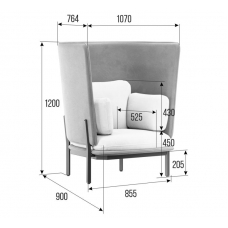 Stato Диван одноместный с высокой спинкой STA-01 Сан 08/Сан 13/Металл Черный 1070*900*1200
