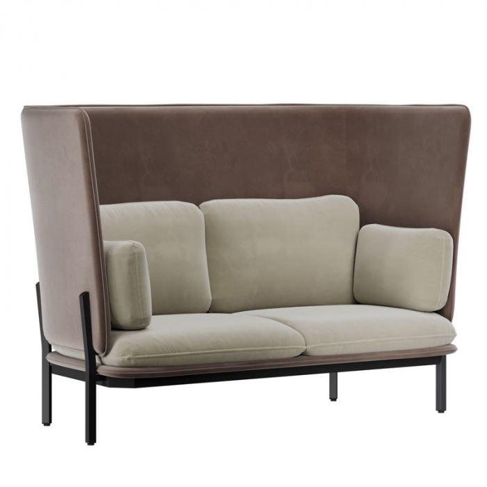 Stato Диван двухместный с высокой спинкой STA-02 Velutto 07/Velutto 36/Металл Черный 1820*900*1200