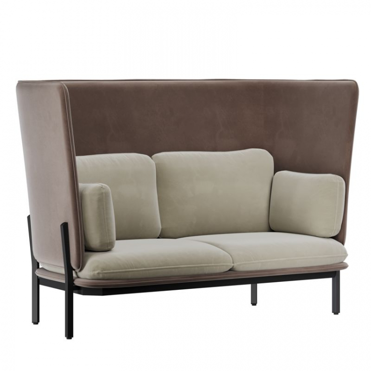 Stato Диван двухместный с высокой спинкой STA-02 Velutto 07/Velutto 36/Металл Черный 1820*900*1200