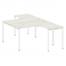 Metal System Рабочая станция криволинейная на П-образном м/к БП.РАС-СА-2.3 Дуб Наварра/Металл Белый