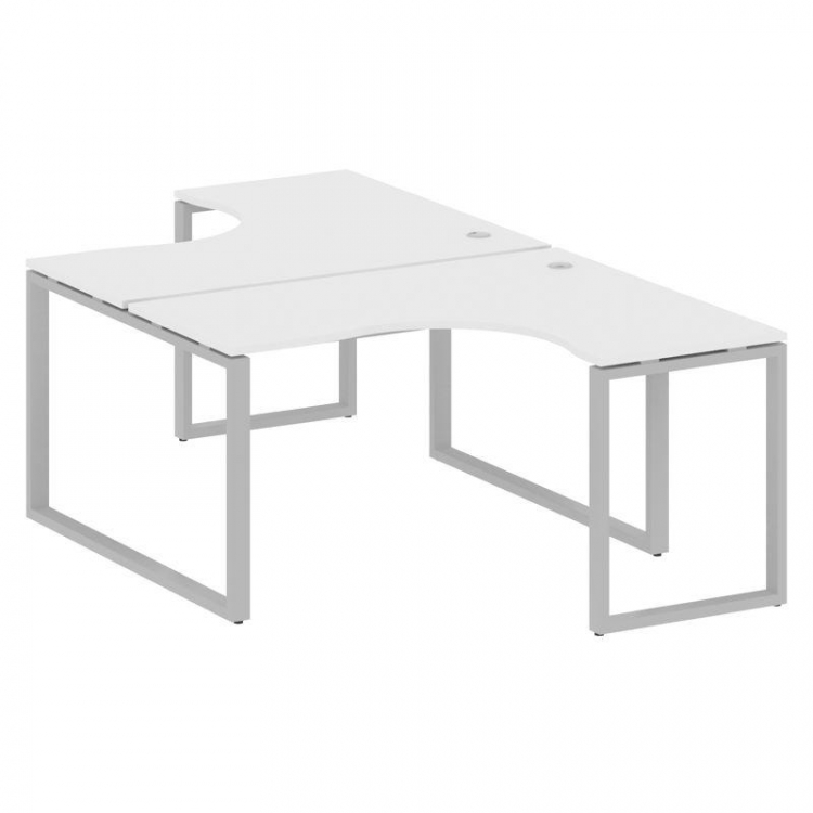 Metal System Рабочая станция криволинейная на О-образном м/к БО.РАС-СА-2.3 Белый/Металл Серый 1400*2