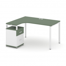 Concept Стол эргономичный с опорной тумбой CN.SA-306(L) W Кобо/Белый Бриллиант/Металл Белый 1380*118