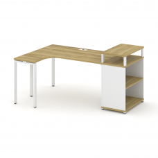Concept Стол эргономичный с опорным стеллажом с верх. горизонтом CN.SA-203(L) Дуб Винченцо/Белый Бри