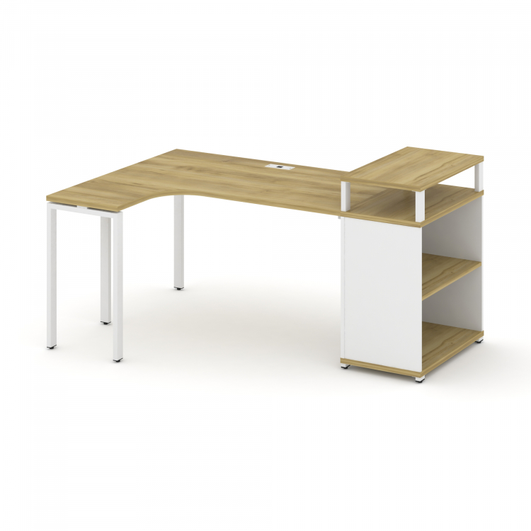 Concept Стол эргономичный с опорным стеллажом с верх. горизонтом CN.SA-203(L) Дуб Винченцо/Белый Бри