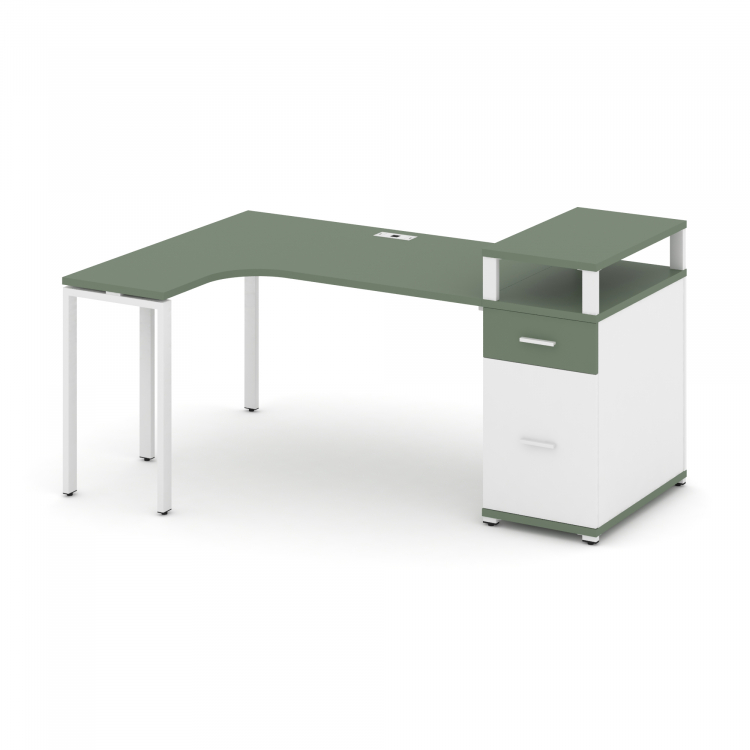 Concept Стол эргономичный CN.SA-407(L) W Кобо/Белый Бриллиант/Металл Белый 1800*1180*917