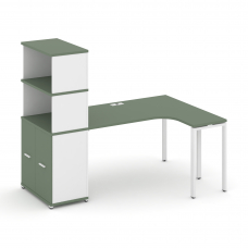 Concept Стол эргономичный с опорным распаш. шкафом с надставкой выс. CN.SA-215(R) W Кобо/Белый Брил