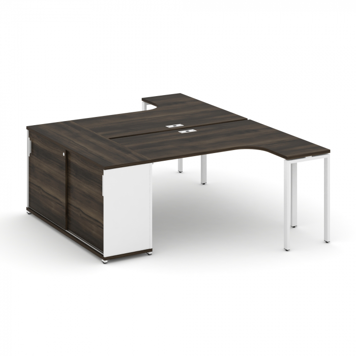 Концепт Рабочая станция с опорным шкафом-купе CN.DSA-217 W Дуб Мали/Белый Бриллиант/Металл Белый 180