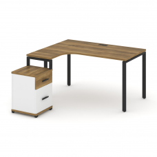 Concept Стол эргономичный с опорной тумбой CN.SA-306(L) B Сандал Янтарный/Белый Бриллиант/Металл Чер