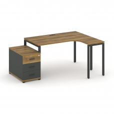 Concept Стол эргономичный с опорной тумбой CN.SA-303(R) A Сандал Янтарный/Антрацит/Металл Антрацит 1