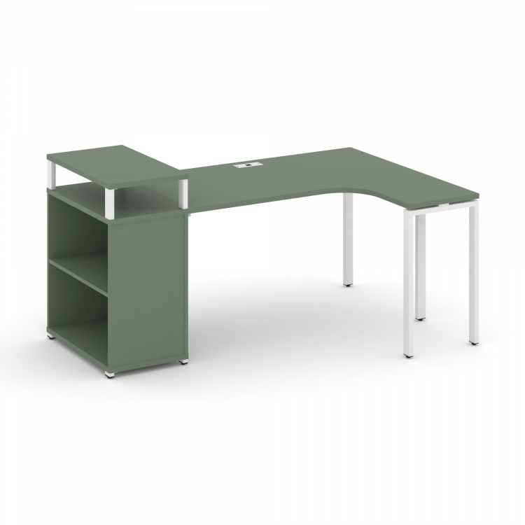 Concept Стол эргономичный с опорным стеллажом с верх. горизонтом CN.SA-204(R) Кобо/Металл Белый 2000