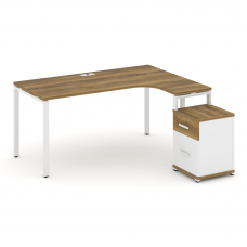 Concept Стол эргономичный с опорной тумбой CN.SA-308(R) W Сандал Янтарный/Белый Бриллиант/Металл Бел