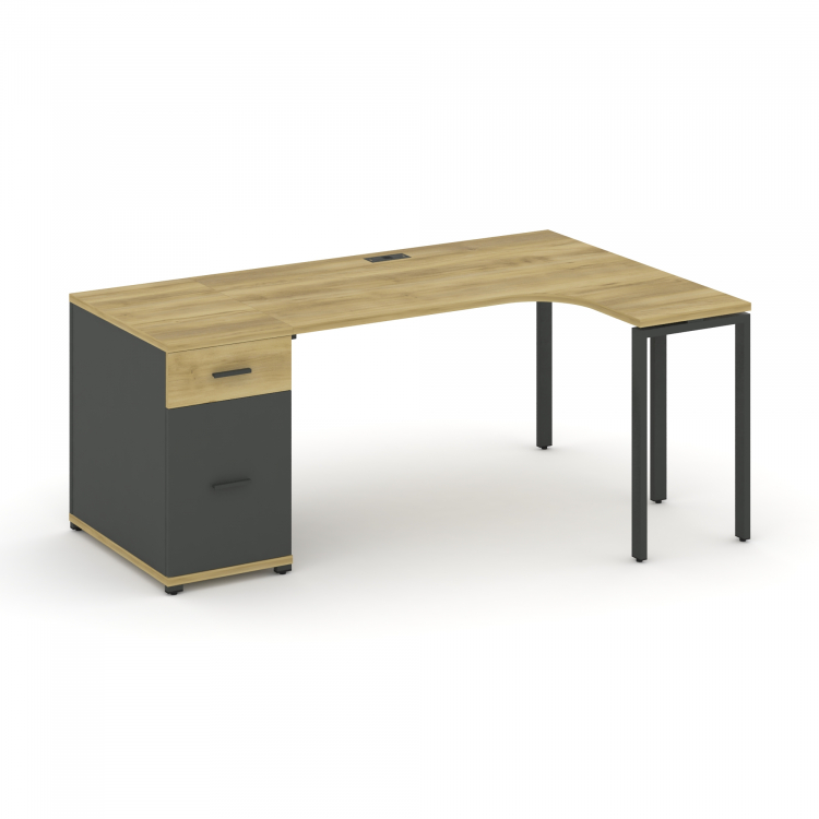 Concept Стол эргономичный CN.SA-404(R) A Дуб Винченцо/Антрацит/Металл Антрацит 2000*1180*750