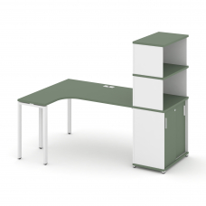 Concept Стол эргономичный с опорным шкафом-купе с надставкой выс. CN.SA-222(L) W Кобо/Белый Бриллиа