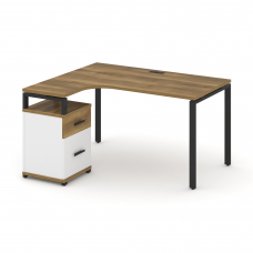 Concept Стол эргономичный с опорной тумбой CN.SA-306(L) B Сандал Янтарный/Белый Бриллиант/Металл Чер