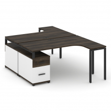 Concept Рабочая станция с двойной опорной тумбой CN.DSA-304 B Дуб Мали/Белый Бриллиант/Металл Черный