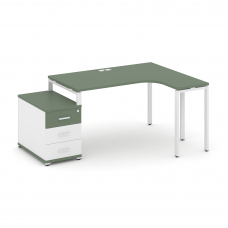 Concept Стол эргономичный с опорной тумбой CN.SA-301(R) W Кобо/Белый Бриллиант/Металл Белый 1380/174