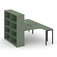 Concept Рабочая станция с опорным стеллажом с надставкой выс. CN.DSA-207 Кобо/Металл Черный 1800*148