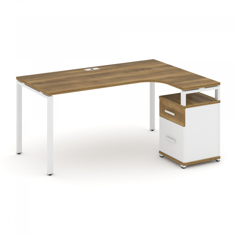 Concept Стол эргономичный с опорной тумбой CN.SA-308(R) W Сандал Янтарный/Белый Бриллиант/Металл Бел