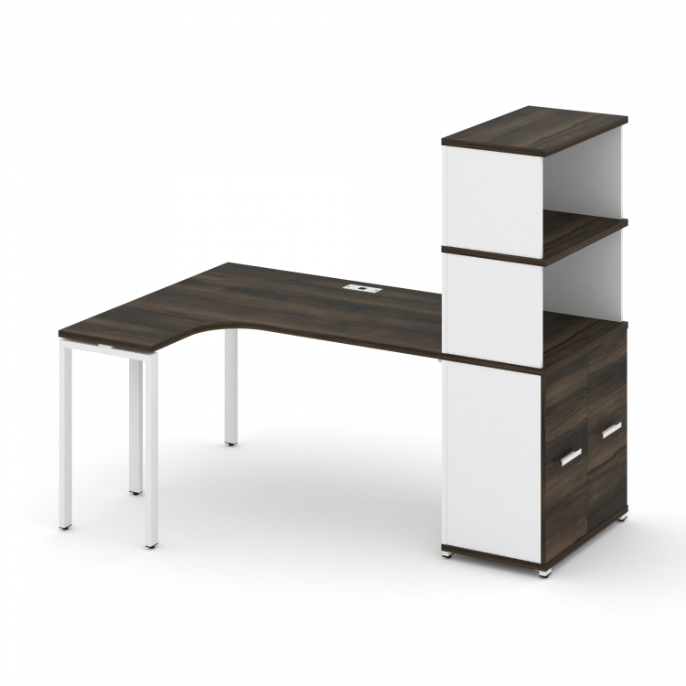 Concept Стол эргономичный с опорным распаш. шкафом с надставкой выс. CN.SA-215(L) W Дуб Мали/Белый