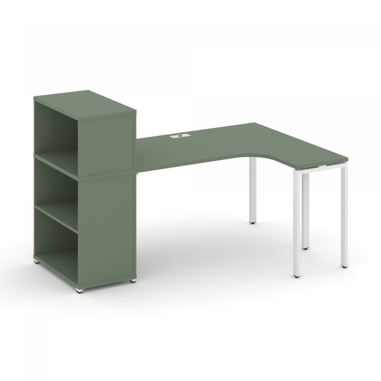 Concept Стол эргономичный с опорным стеллажом с надставкой низ. CN.SA-205(L) Кобо/Металл Белый 1800*