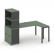 Concept Стол эргономичный с опорным распаш. шкафом с надставкой выс. CN.SA-215(R) A Кобо/Антрацит/М