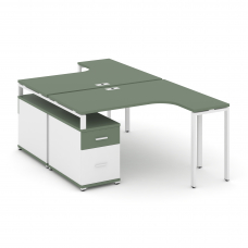 Concept Рабочая станция с двойной опорной тумбой CN.DSA-304 W Кобо/Белый Бриллиант/Металл Белый 1580