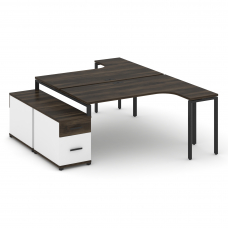 Concept Рабочая станция с двойной опорной тумбой CN.DSA-304 B Дуб Мали/Белый Бриллиант/Металл Черный