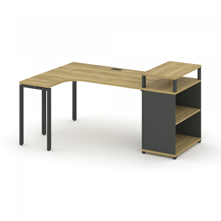 Concept Стол эргономичный с опорным стеллажом с верх. горизонтом CN.SA-203(L) Дуб Винченцо/Антрацит/