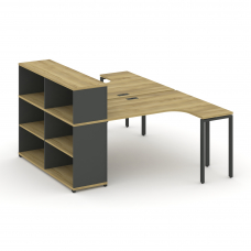 Concept Рабочая станция с опорным стеллажом с надставкой низ. CN.DSA-206 Дуб Винченцо/Антрацит/Метал