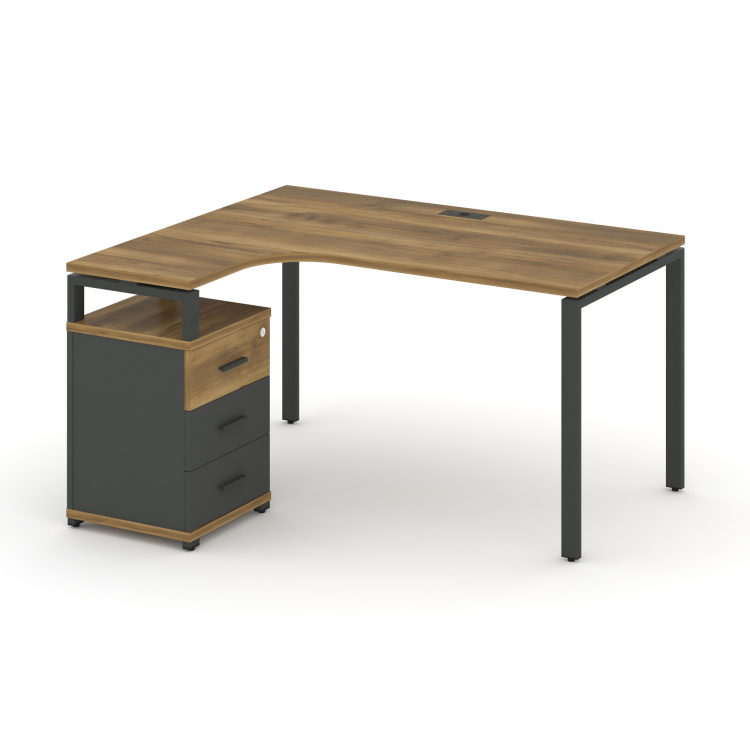 Concept Стол эргономичный с опорной тумбой CN.SA-305(L) A Сандал Янтарный/Антрацит/Металл Антрацит 1