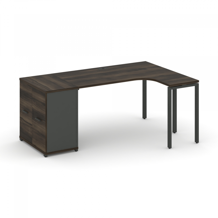 Concept Стол эргономичный с опорным распаш. шкафом CN.SA-209(R) A Дуб Мали/Антрацит/Металл Антрацит