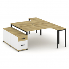 Concept Рабочая станция с двойной опорной тумбой CN.DSA-304 B Дуб Винченцо/Белый Бриллиант/Металл Че