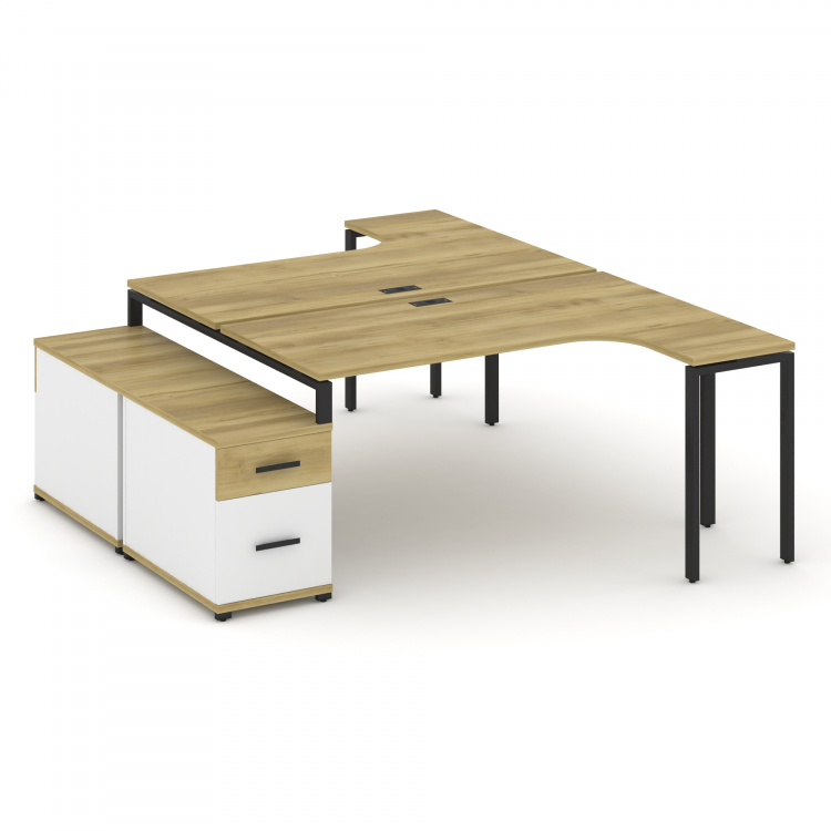 Concept Рабочая станция с двойной опорной тумбой CN.DSA-304 B Дуб Винченцо/Белый Бриллиант/Металл Че