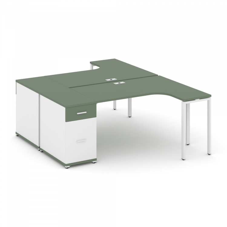 Concept Рабочая станция CN.DSA-404 W Кобо/Белый Бриллиант/Металл Белый 2000*1180*750