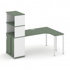 Concept Стол эргономичный с опорным шкафом-купе с надставкой выс. CN.SA-221(R) W Кобо/Белый Бриллиа